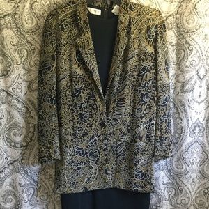 VINTAGE LIZ CLAIBORNE 2 PC PAISLEY BLAZER and LITTLE BLACK DRESS